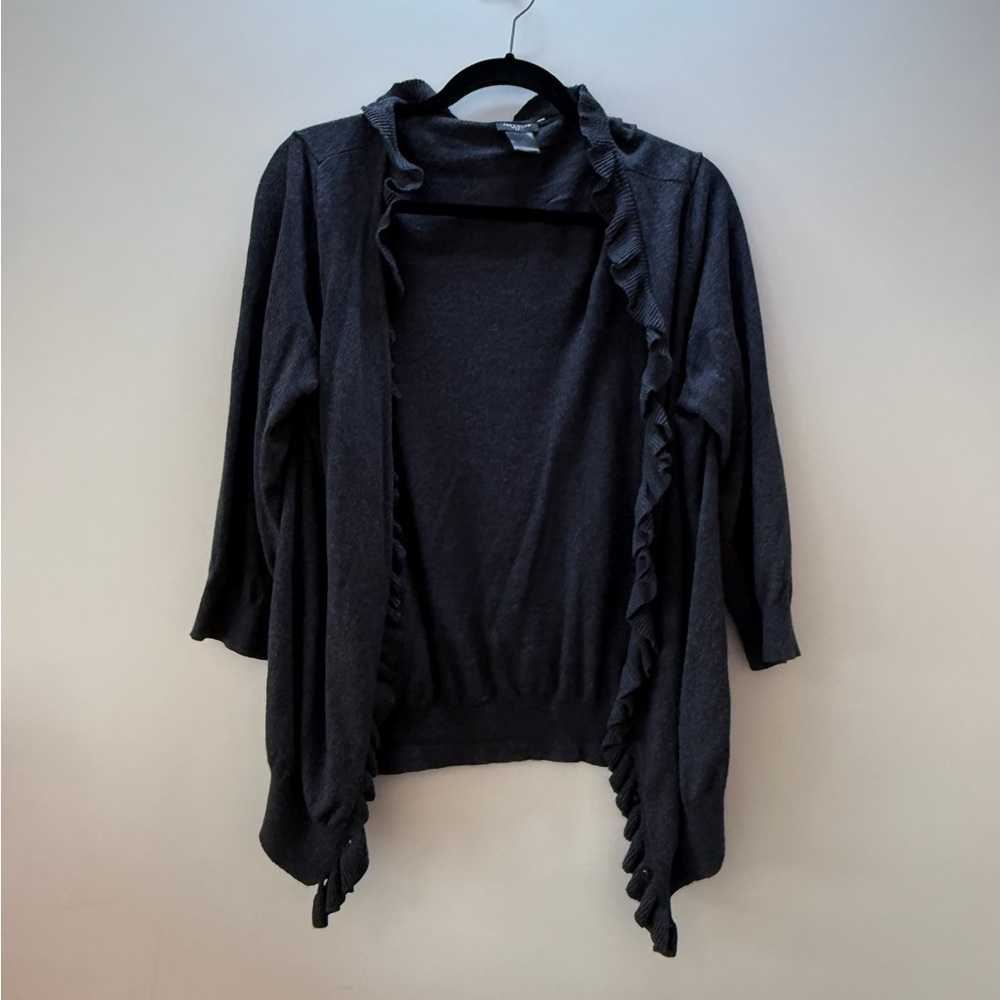 Ann Taylor Charcoal Ruffled Cardigan
